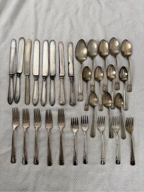 Vintage Silver Plated Flatware Set 30 Piece Assortment